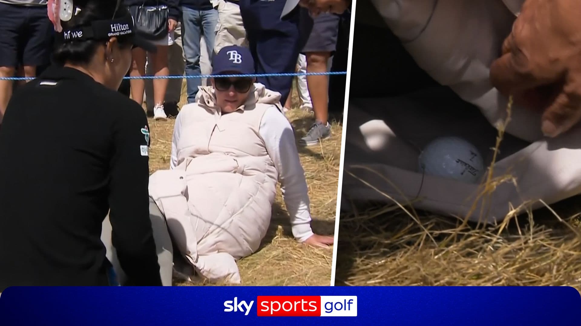 Au trou 7, le deuxième coup de Lydia Ko a rebondi en bordure de fairway et s'est logé dans le manteau d'un spectateur. Moment insolite et hilarant.